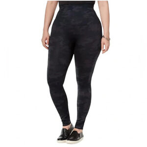 Spanx Look At Me Now High Waisted Stretch Leggings Pants Black Camo Size XL